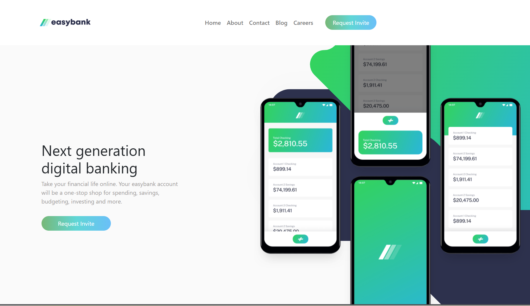 EasyBank responsive banking interface project preview